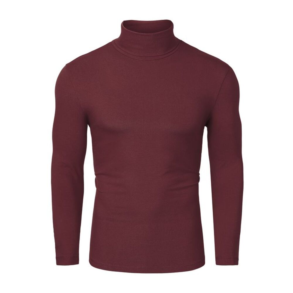 Burgundy Turtleneck Top Slim Fit Long Sleeve Pullover Turtle Neck Shirt